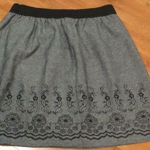 XL elastic waist grey embroidered work dress